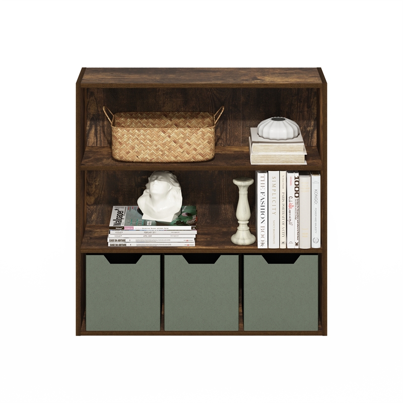 Pemberly Row 3-Tier Bookcase in Bookshelf in 31.5-inch Wide in Amber Pine
