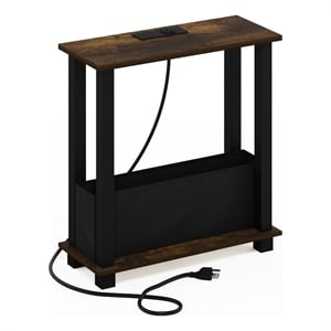 Pemberly Row Turn-S-Tube 2-Tier Slim Side/End Table Amber Pine/Black