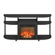 Pemberly Row Open Storage Curved Entertainment Center Stand with Americano