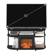 Pemberly Row Open Storage Curved Entertainment Center Stand with Americano