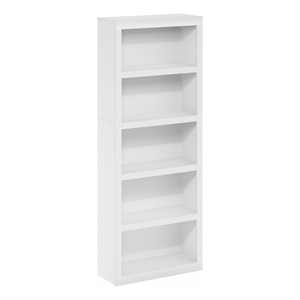 Pemberly Row Contemporary 5-Tier Open Shelf Bookcase in White