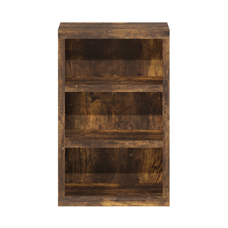 Pemberly Row Contemporary 3-Tier Open Shelf Bookcase in Amber Pine
