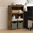 Pemberly Row Contemporary 3-Tier Open Shelf Bookcase in Amber Pine