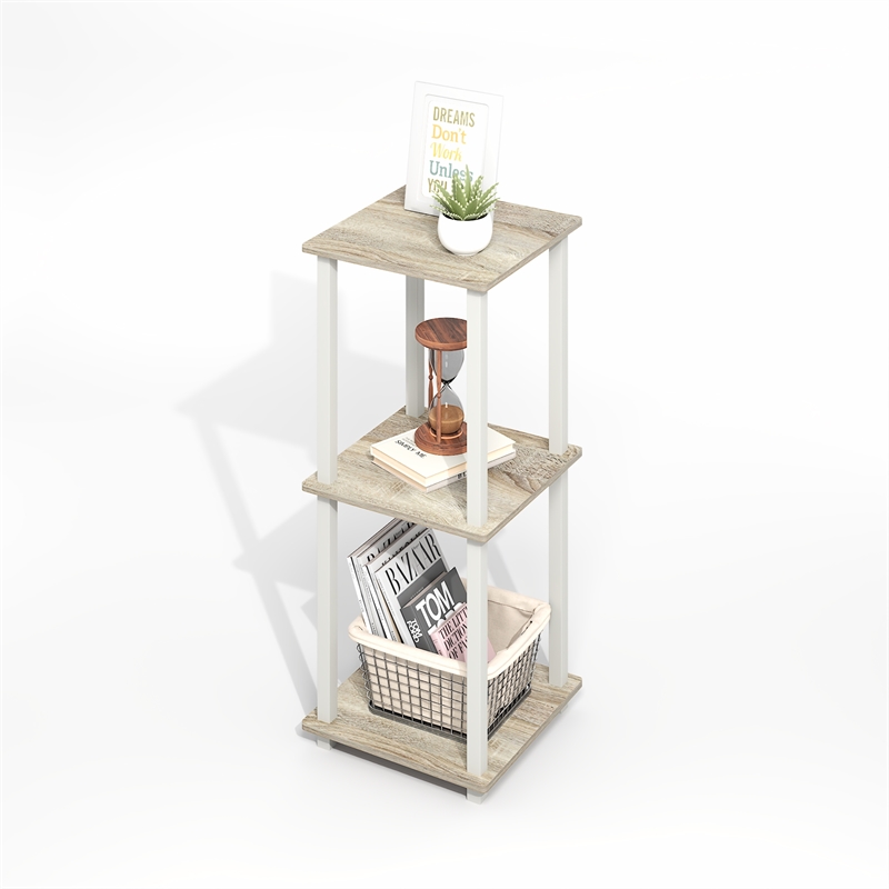 Pemberly Row Contemporary End Table in Set of Two in Light Oak/White