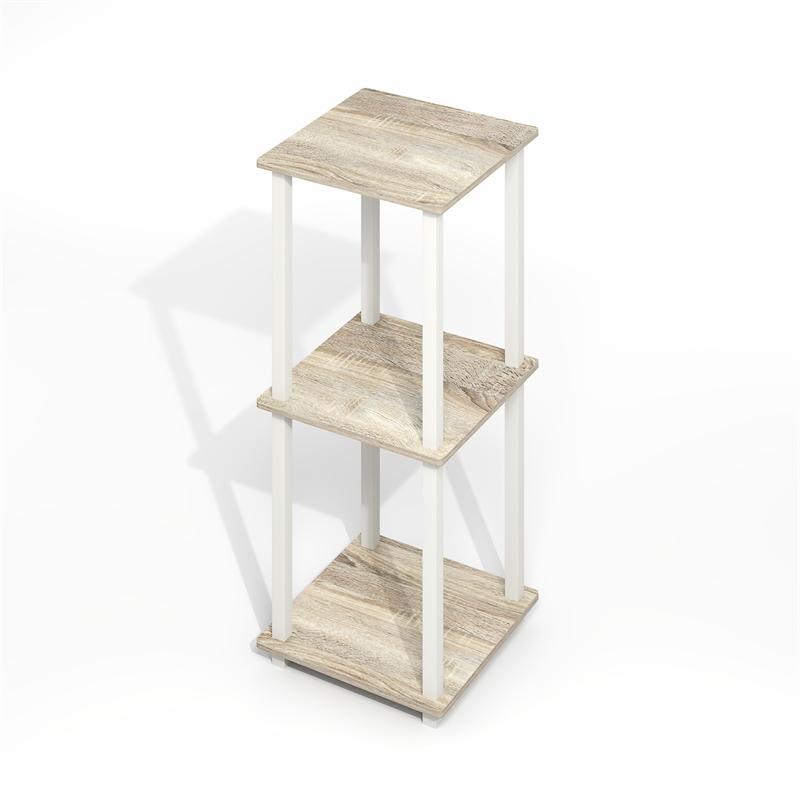 Pemberly Row Contemporary End Table in Set of Two in Light Oak/White