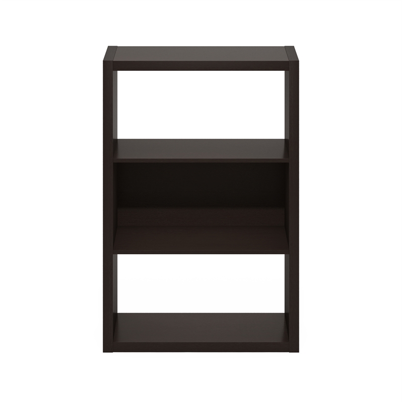 Pemberly Row 3-Tier Open Shelf Bookcase in Bookshelf in Dark Oak