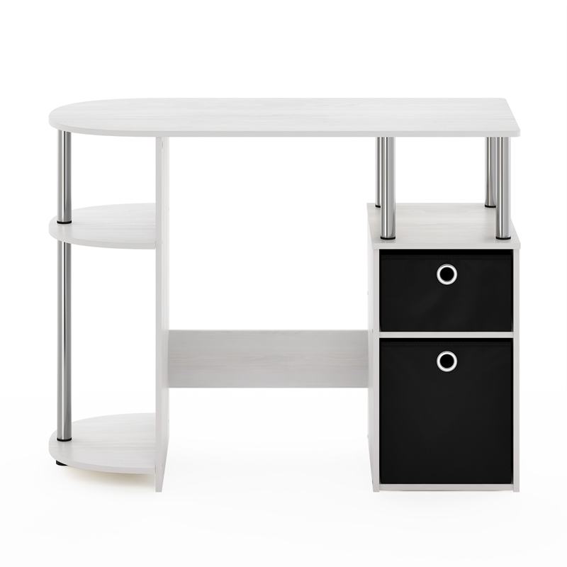 Pemberly Row Computer/Study Desk with Bin Stainless Steel Tubes