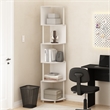 Pemberly Row 5-Tier Zigzag Corner Shelf Bookcase in Bookshelf in White
