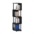 Pemberly Row 4-Tier Zigzag Corner Shelf Bookcase in Bookshelf in Espresso/Black