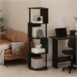 Pemberly Row 4-Tier Zigzag Corner Shelf Bookcase in Bookshelf in Espresso/Black