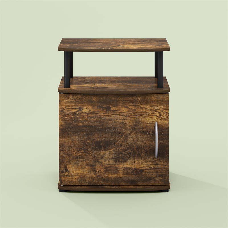 Pemberly Row Contemporary End Table in Amber Pine/Black Finish