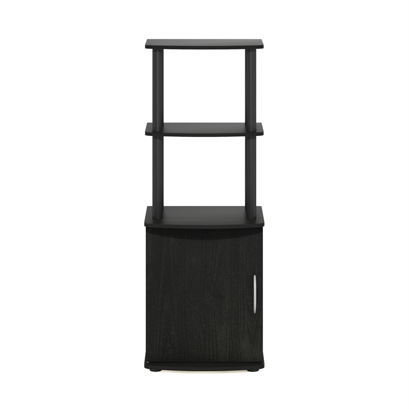 Pemberly Row Turn-N-Tube 2-Tier Tall TV Entertainment Side Table Blackwood/Black