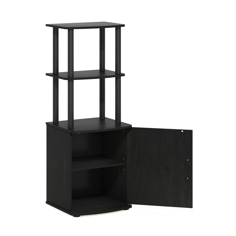 Pemberly Row Turn-N-Tube 2-Tier Tall TV Entertainment Side Table Blackwood/Black