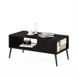 Pemberly Row Mid-Century Coffee Table with Wood Legs in Espresso