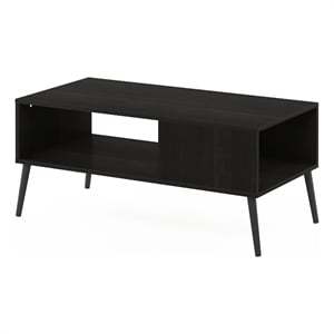 Pemberly Row Mid-Century Coffee Table with Wood Legs in Espresso