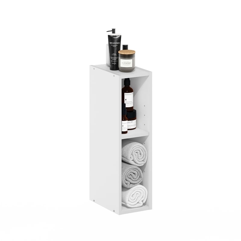 Pemberly Row 2-Tier Storage Shelf Bookcase in 6-Inch Width in White