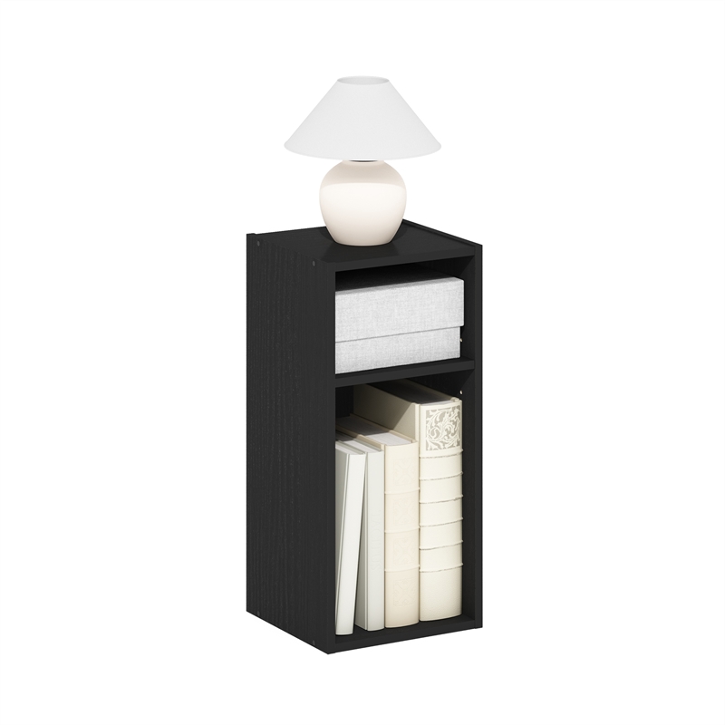 Pemberly Row 2-Tier Storage Shelf Bookcase in 10-Inch Width in Blackwood