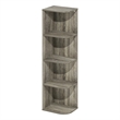 Pemberly Row 4-Tier Corner Open Shelf Bookcase in French Oak