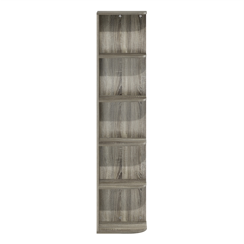 Pemberly Row 5-Tier Corner Open Shelf Bookcase in French Oak