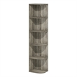 Pemberly Row 5-Tier Corner Open Shelf Bookcase in French Oak
