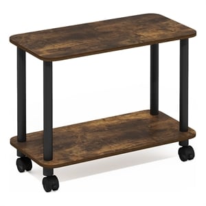 Pemberly Row Turn-N-Tube Rectangle End Table with Casters in Amber Pine