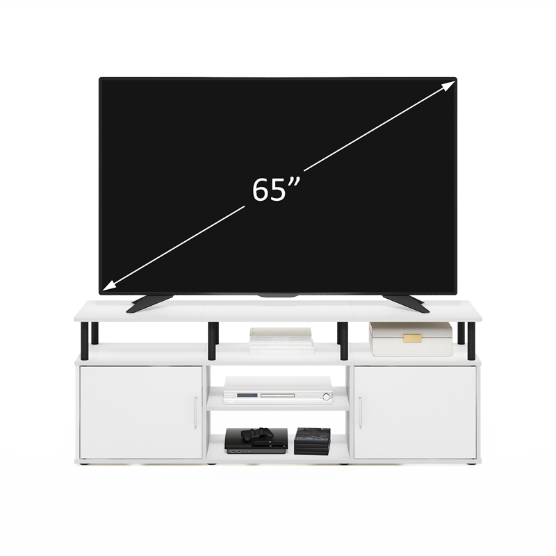 Pemberly Row TV Stand for TV up to 70-inch in Solid White/Black