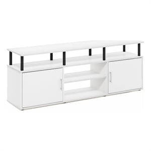 Pemberly Row TV Stand for TV up to 70-inch in Solid White/Black