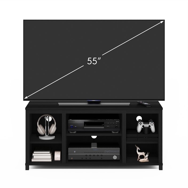 Pemberly Row TV Stand with Shelves for TV up to 55-inch in Americano