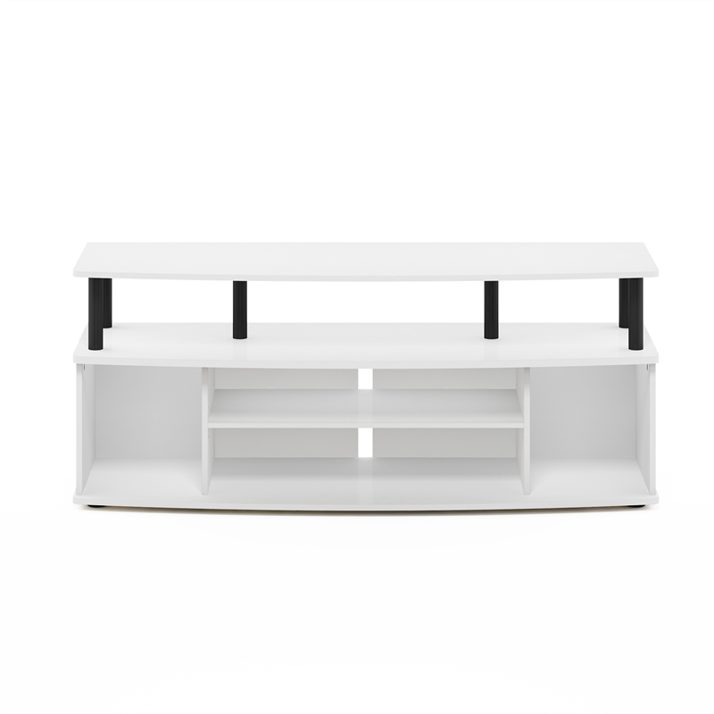 Pemberly Row Large Entertainment Center Hold up to 55-IN TV in White/Black