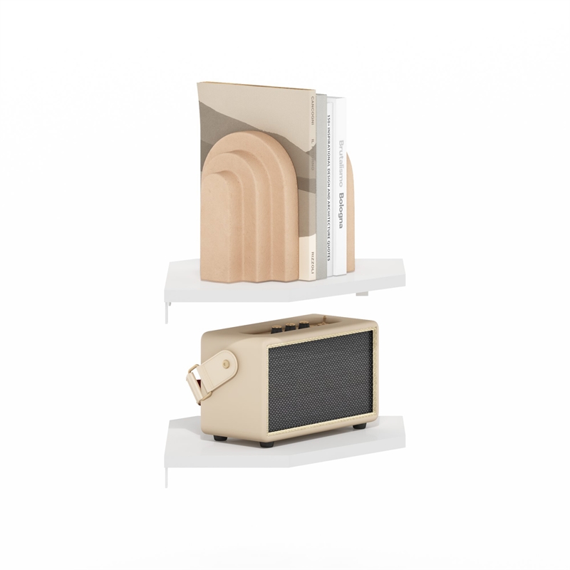 Pemberly Row Hexagon Corner Floating Shelves in Wall Mount Display Set of 2