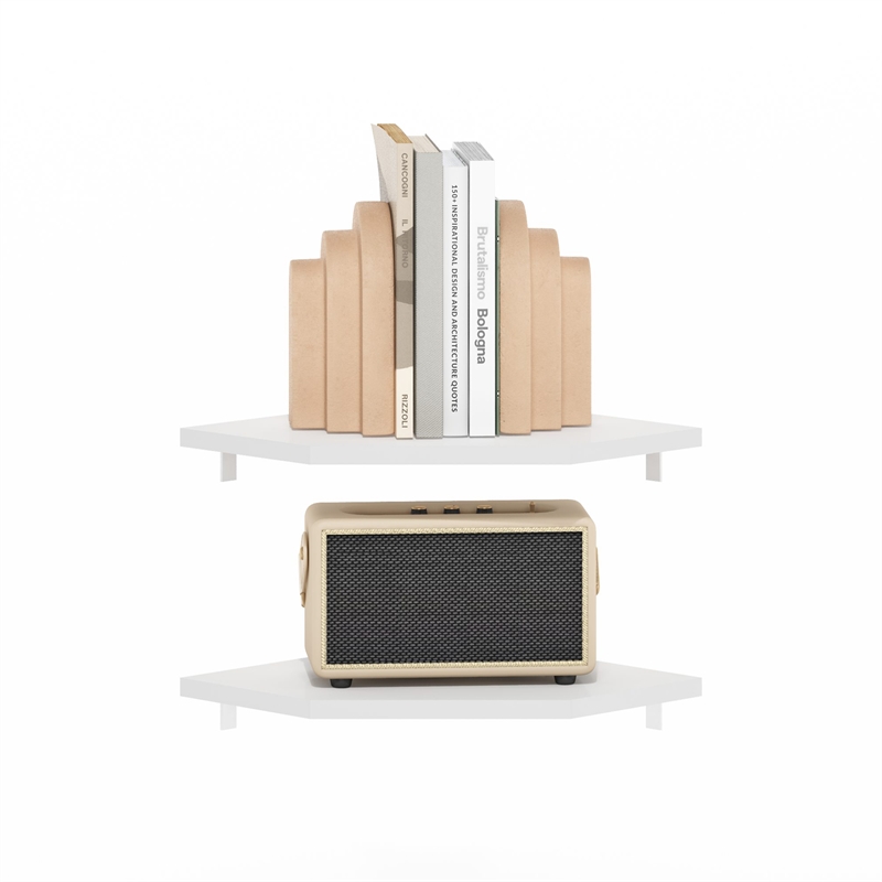 Pemberly Row Hexagon Corner Floating Shelves in Wall Mount Display Set of 2