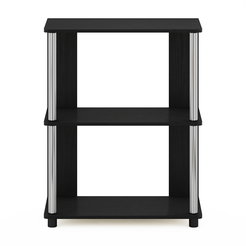 Pemberly Row Contemporary Bookcase in Americano in Stainless Steel Tubes