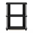 Pemberly Row Contemporary Bookcase in Americano in Stainless Steel Tubes