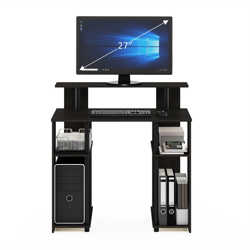 Pemberly Row Engineered Wood Simple Design Computer/Writing Desk in Walnut/Black