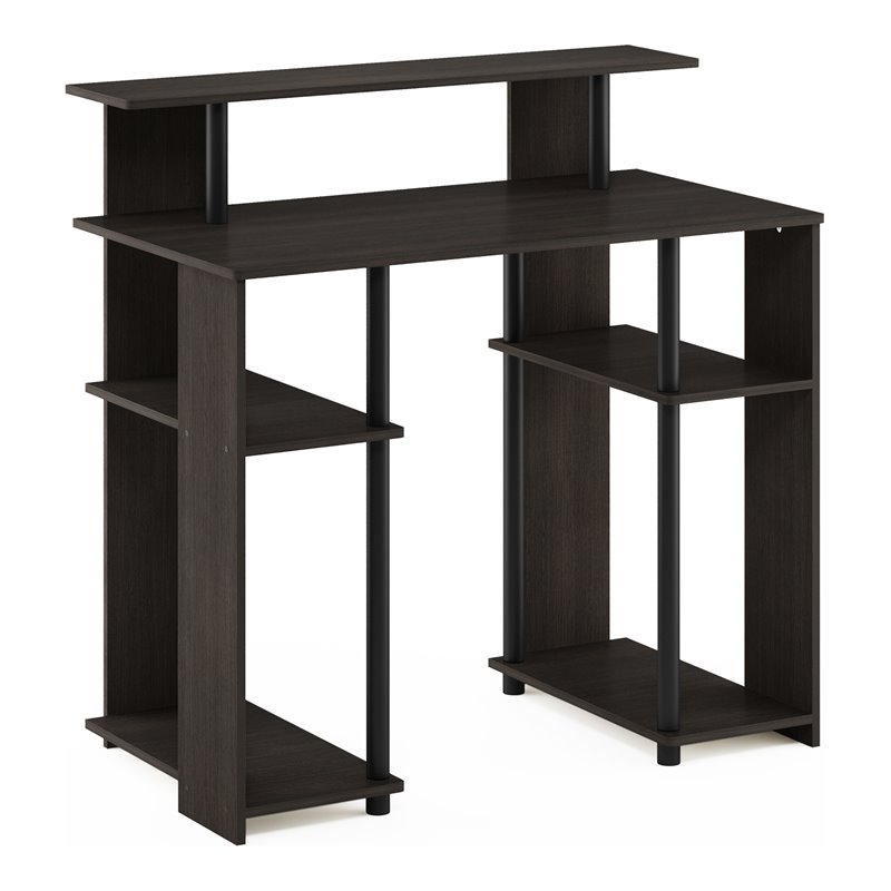 Pemberly Row Engineered Wood Simple Design Computer/Writing Desk in Walnut/Black