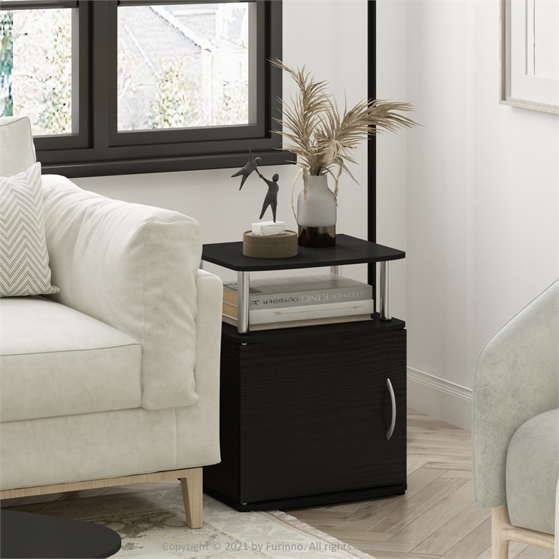 Pemberly Row End Table in Americano in Stainless Steel Tubes