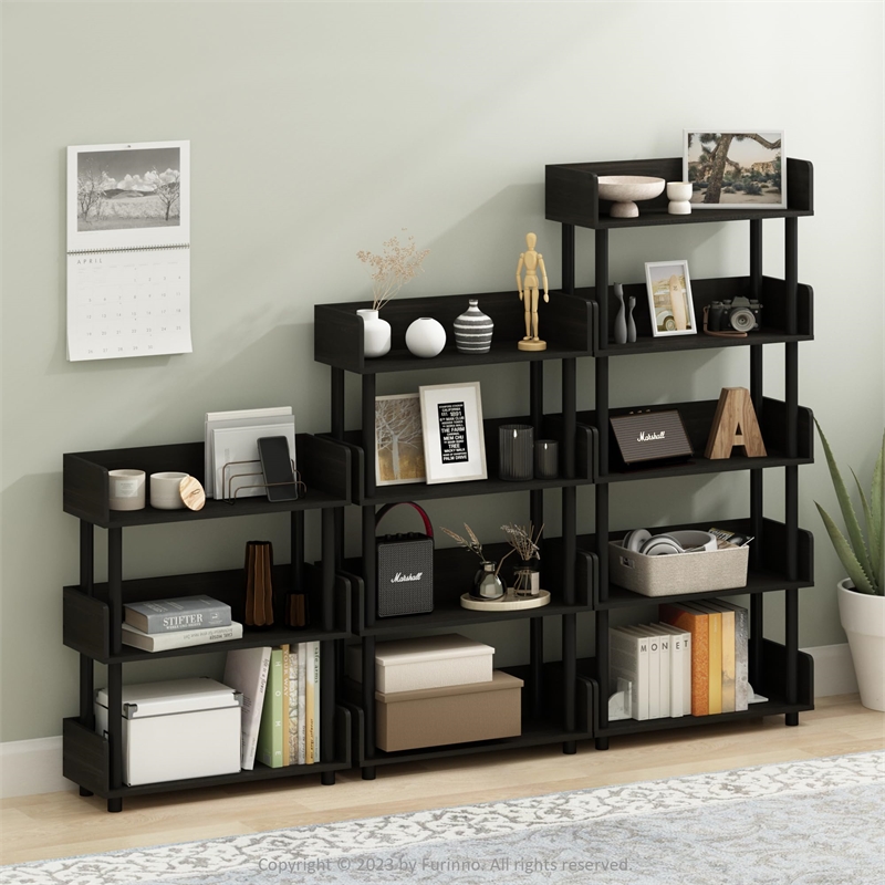Pemberly Row Turn-N-Tube 3-Tier Freestanding Multipurpose Espresso Display Rack