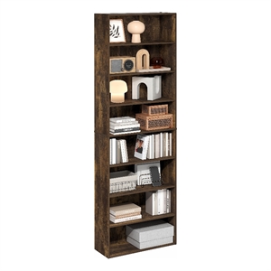 Pemberly Row 8-Tier Open Shelf Bookcase 12x24x71-inches in Amber Pine