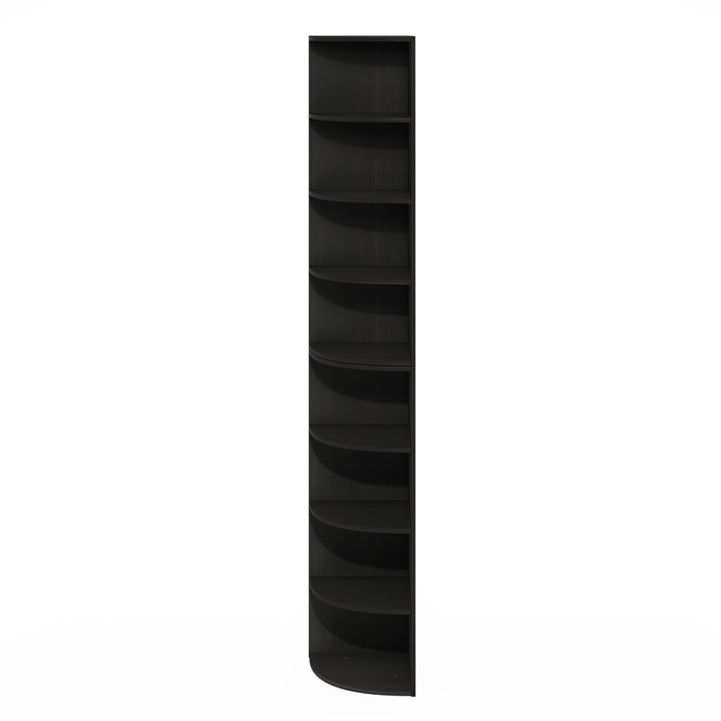 Pemberly Row 8-Tier Corner Shelf Bookcase in Bookshelf in Espresso