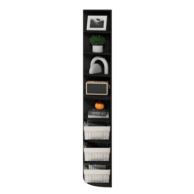 Pemberly Row 8-Tier Corner Shelf Bookcase in Bookshelf in Espresso
