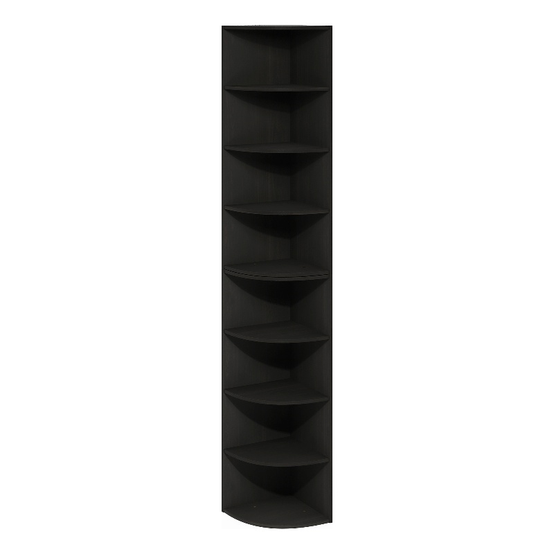 Pemberly Row 8-Tier Corner Shelf Bookcase in Bookshelf in Espresso