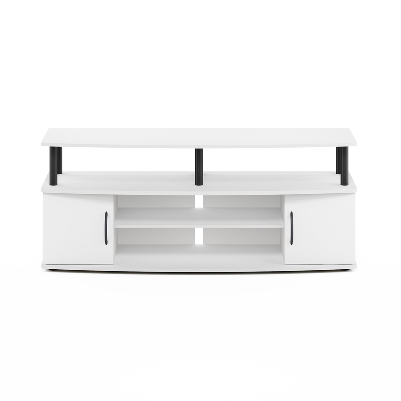 Pemberly Row Large Entertainment Center Hold up to 55-IN TV in White/Black
