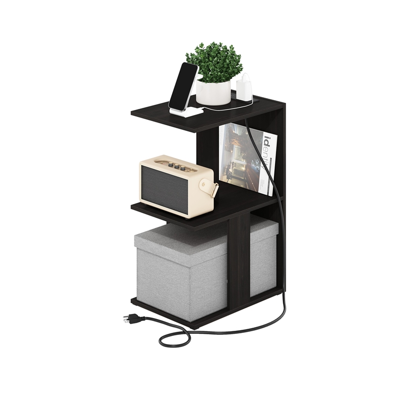 Pemberly Row Sofa End Table with USB Type-C Charging Port in Espresso