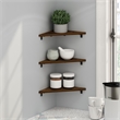 Pemberly Row Triangle Corner Floating Shelves in Wall Mount Display Set of 3