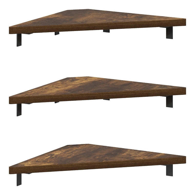 Pemberly Row Triangle Corner Floating Shelves in Wall Mount Display Set of 3