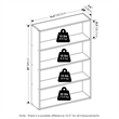 Pemberly Row 4-Tier Open Shelf Bookcase 6x24x35-inches in Espresso