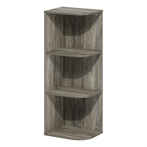 Pemberly Row 3-Tier Corner Open Shelf Bookcase in French Oak