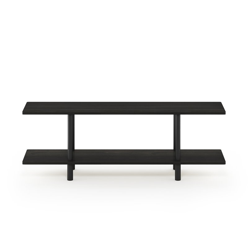 Pemberly Row Turn-N-Tube Engineered Wood 2-Tier Wide Shelf in Espresso/Black