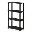 Pemberly Row Turn-S-Tube Wood 4-Tier Shelf Display Rack in Espresso/Black