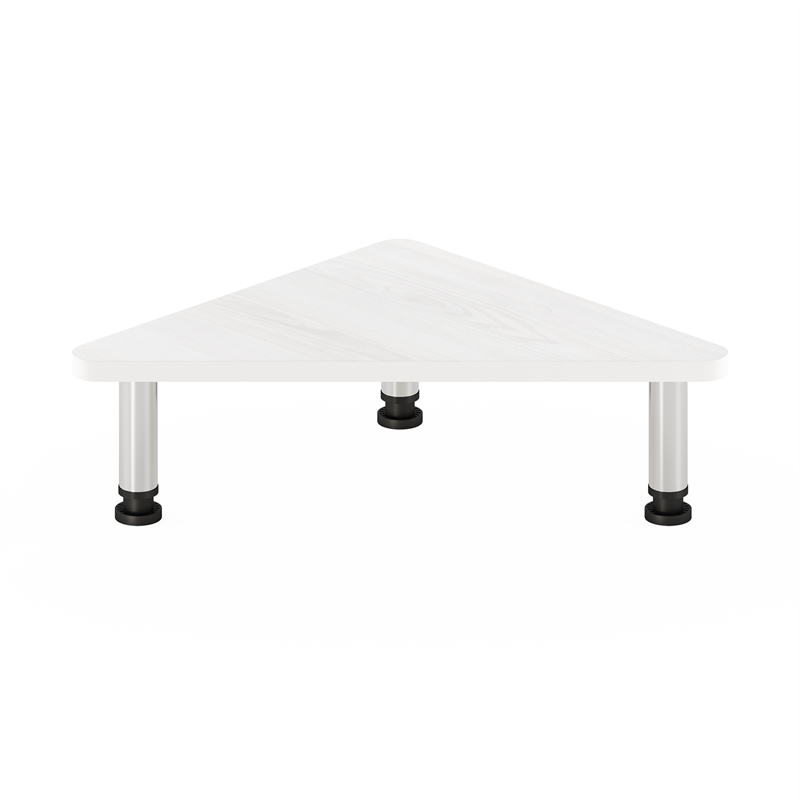 Pemberly Row Corner Monitor Riser Stand with Stainless Steel Tubes in White